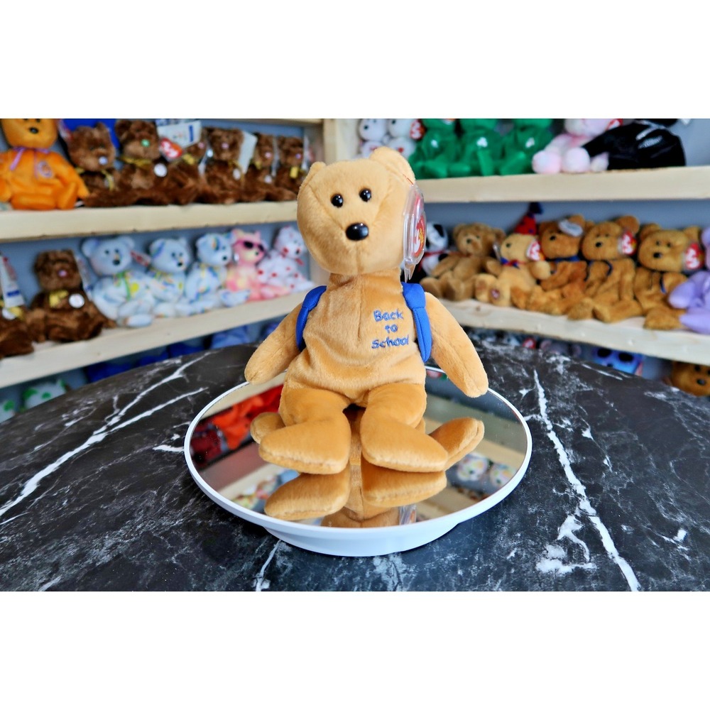 TY Beanie Baby - Books the Bear (Blue Backpack Version) | Tush Tag Wear | Rare